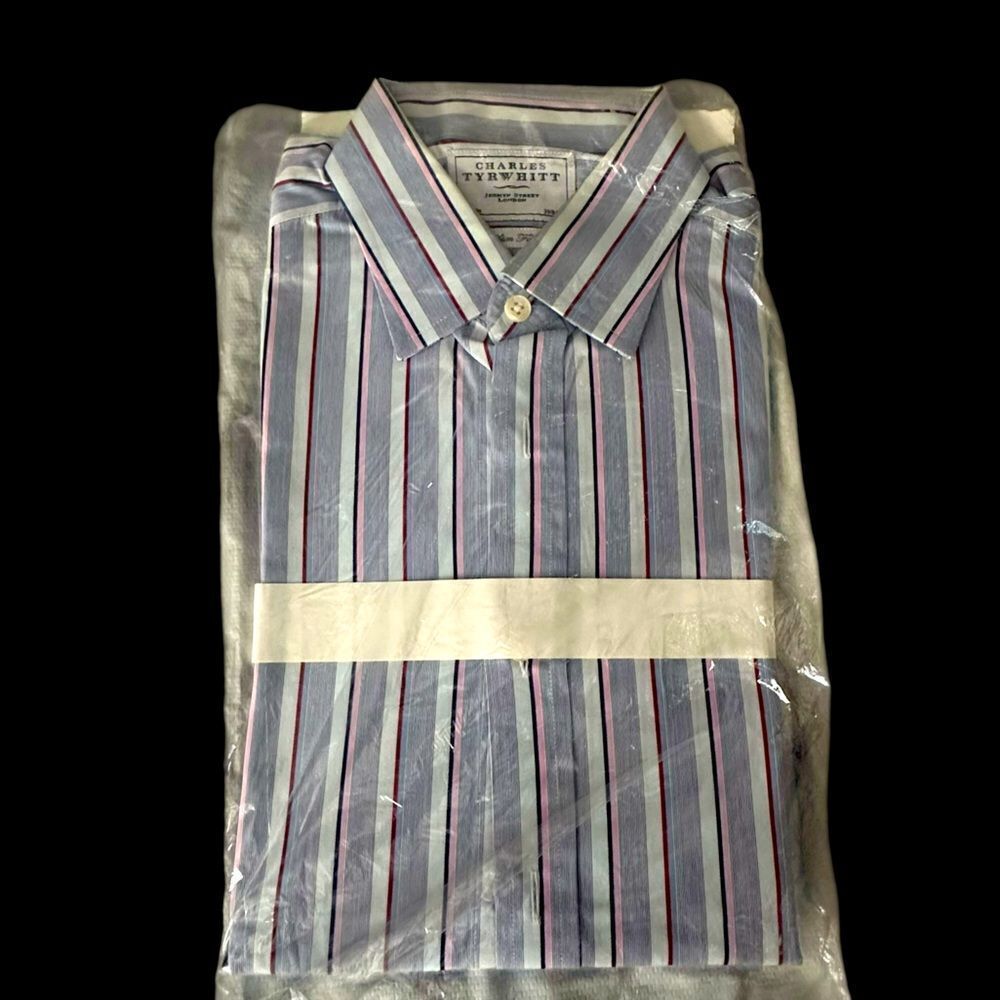 Charles Tyrwhitt Blue and Red Slim Fit Dress Shirt Size 15.5/33
